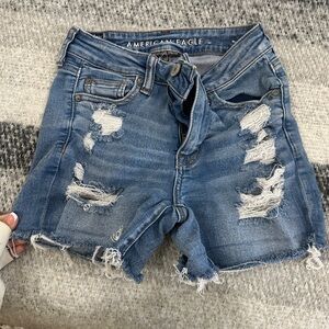 American Eagle Outfitters Blue Distressed Denim Shorts
